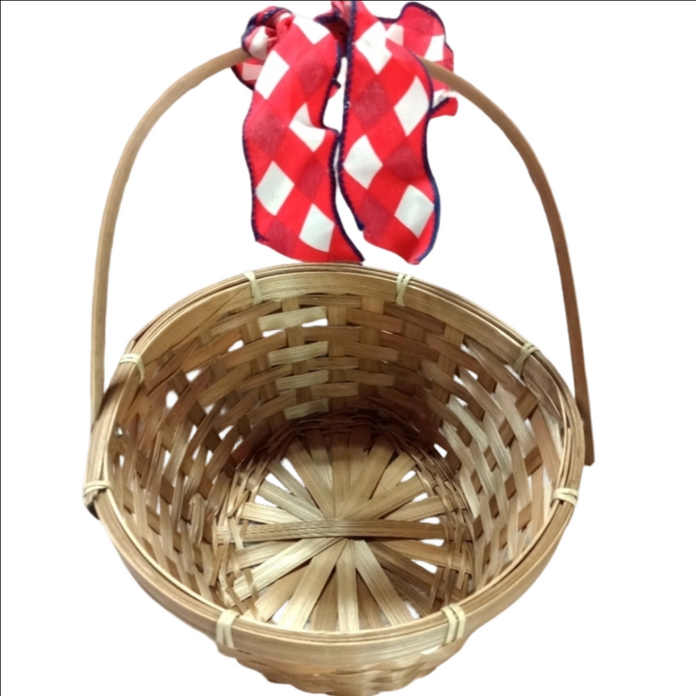 Small brown Home Goods countrycore oval wicker basket bow and movable handle